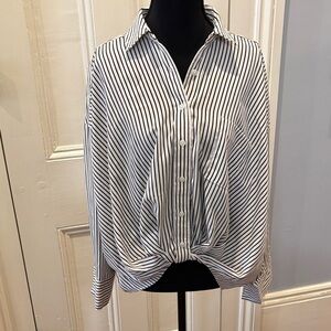 Fun 2 Fun Black and White Striped Button Down Shirt